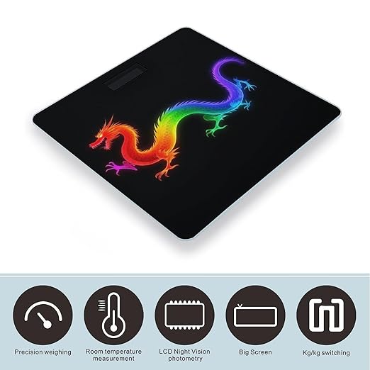 Women's Fashion Automatic Switch Digital Bathroom Weighing Scale Smart Scale Cool Fire Rainbow Dragon