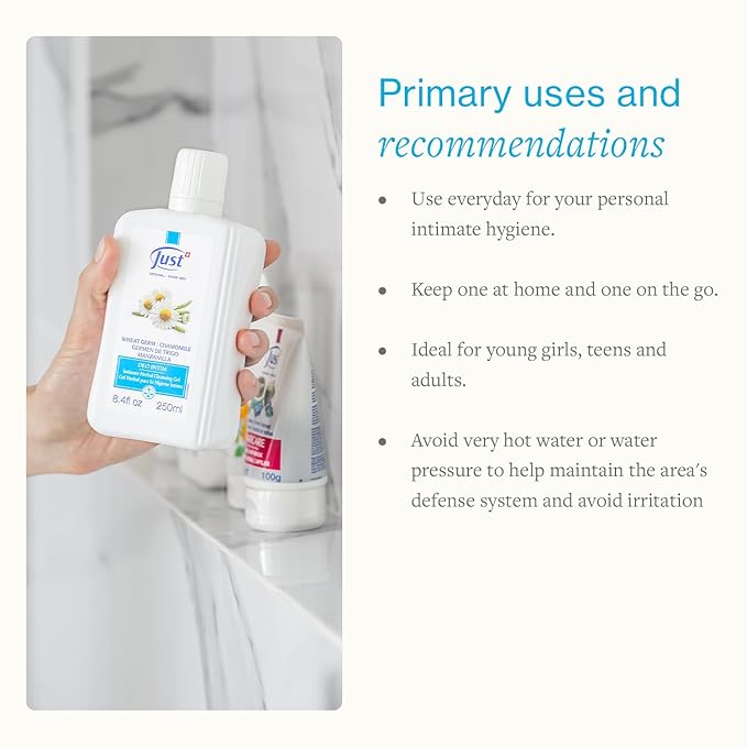 SwissJust Deo Intim Cleansing Gel 250ml. Feminine Wash Formulated with Rich Ingredients. A Delicate Cleansing Gel and pH Balancing Cleanser. Moisturizing Feminine Care &amp Gentle Wash