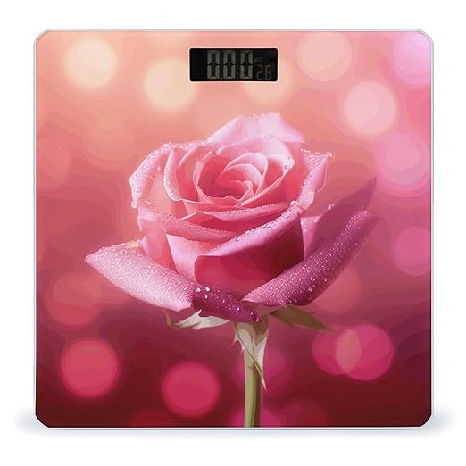 Beautiful Flower Images Scale for Body Weight Sturdy Tempered Glass Weighing Scales with LCD Display Accurate Digital Bathroom Scale Convenient Body Fat Smart Scales 400lb
