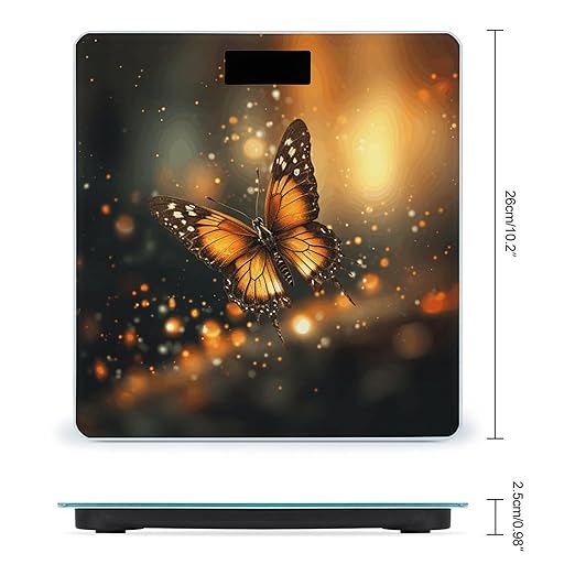 Orange Butterfly Bathroom Scale Large LCD Backlight Display Digital Scale Rounded Corners Body Scales Automatic Power On/Off Bathroom Scales for Home Bedrooms