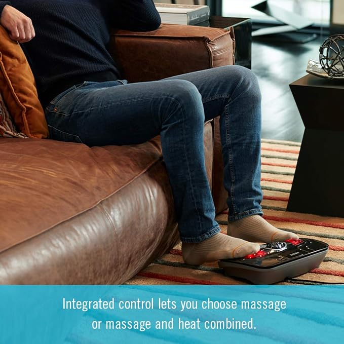 HoMedics Vibration Foot Massager – Heated Portable Foot Massager Machine Soothing Heat with Multi-Point Sensations and Toe-Touch Control