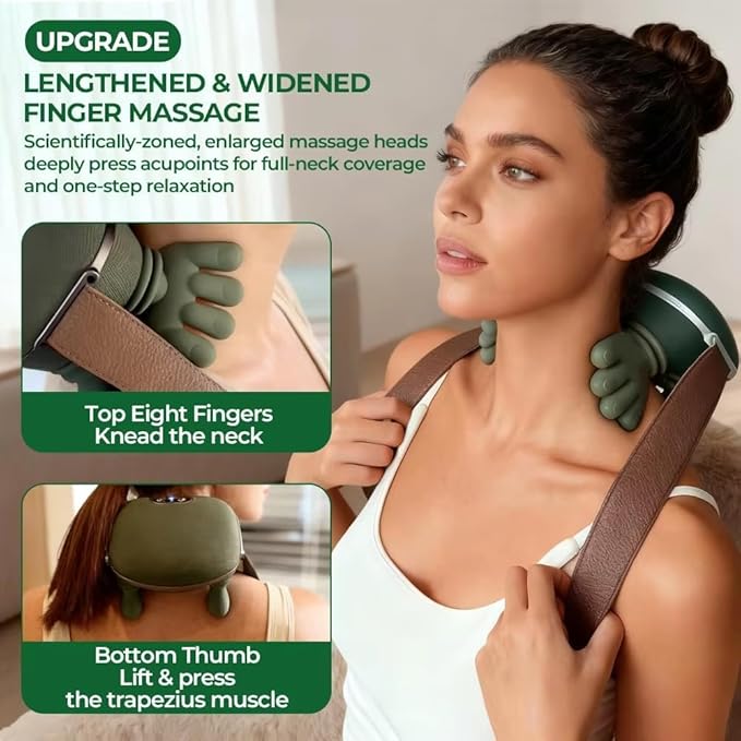 Heated Massager Shoulder and Neck Massager with Heat Electric Deep Tissue 4D Kneading Massage Electrlc Massage with Fingers for Pain Relief and Muscle Relax Neck Massager with Heat (Black)