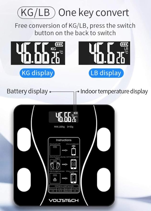 Smart Scale for Body Weight Digital Bathroom Scale with BMI Muscle Mass Bluetooth Body Fat Scale Body Composition Analyzer with Smart APP Sync Weight Scale 400 lbs - Black
