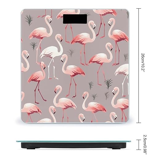 Pink Flamingo Pattern Bathroom Scale for Body Weight 400 Lb Weight Scale with High Precision Sensors Tempered Glass Highly Accurate Digital Weighing Machine for People