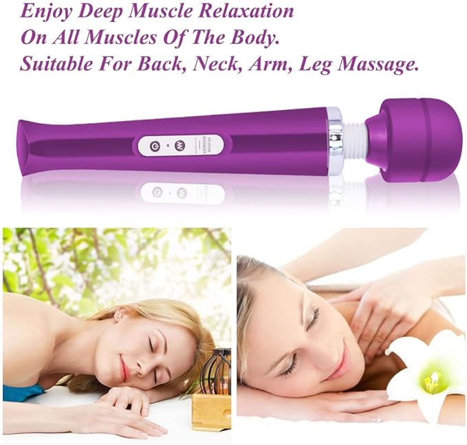 YEVIOR Cordless Personal Electric Massager with 10 Powerful Pulse Settings Rechargeable Handheld Back Massager for Deep Muscles Pain Relief (Purple)