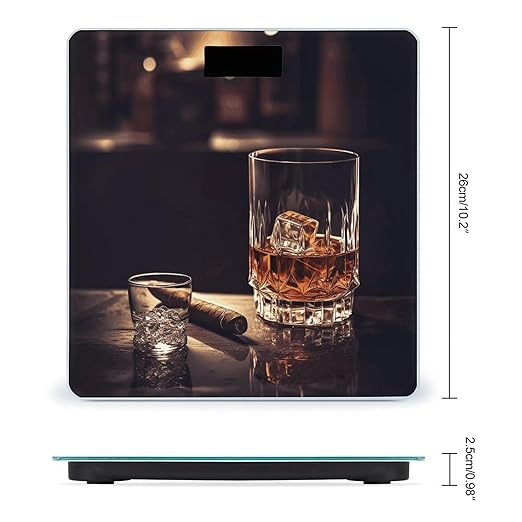 Whisky and Cigar Bathroom Scale Large LCD Backlight Display Digital Scale Rounded Corners Body Scales Automatic Power On/Off Bathroom Scales for Home Bedrooms