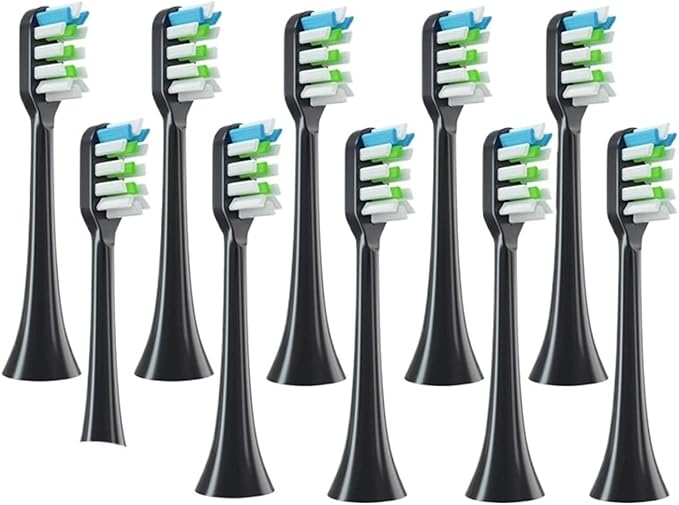 5/10PCS Replacement Brush Heads Compatible for X3S X3U X5 Toothbrush(10 Black)