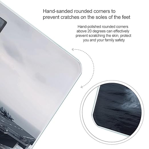 Aircraft Carrier Scale for Body Weight Safe Rounded Corners Tempered Glass Digital Bathroom Scale LED Display 400lb Capacity Weight Scales with High Precision Sensors