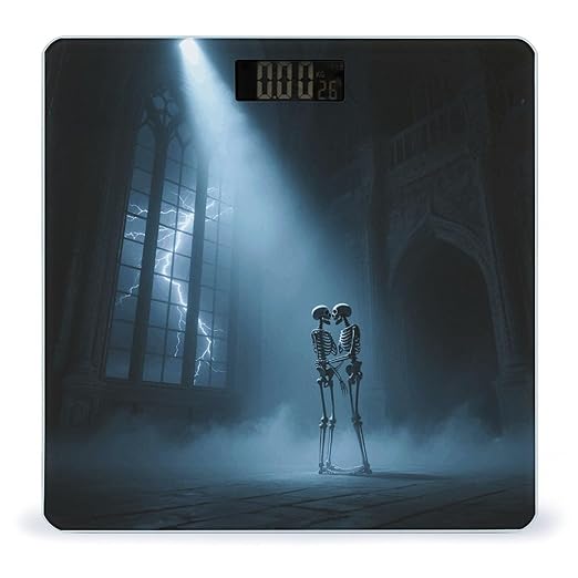 Digital Bathroom Scale for Body Weight Scale with Bright LCD Display High Accuracy Step-On Technology Auto On/Off The Lovers Skull Digital Scales 400 Lbs /180kg