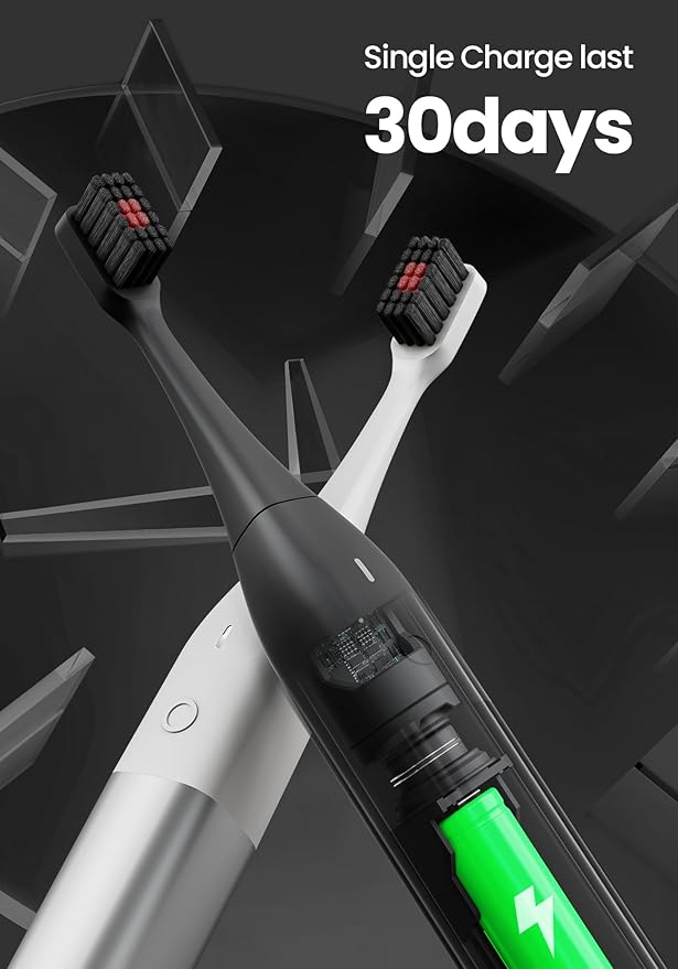 Allegro Luxury Premium Polished Metal Sonic Toothbrush M1 Silver White