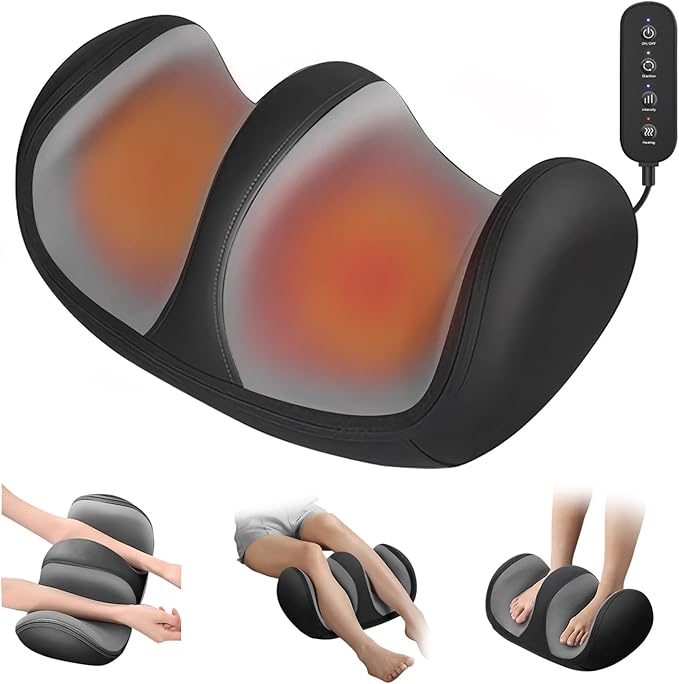 Foot and Calf Massager with Heat Shiatsu Kneading Foot Massager for Pain Relief Deep Tissue Massager Machine with Massage Roller Wired Remote Gifts for Mom Dad