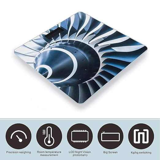 Jet Engine Scale for Body Weight Anti-Slip Sturdy Tempered Glass Weighing Machine Highly Digital Accurate Bright LCD Bathroom Scale for Household Gift