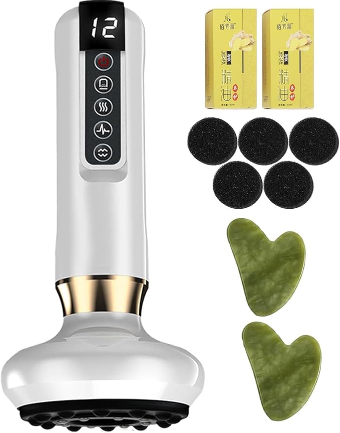 Intelligent Handheld Massage Tool for Anti - Cellulite Electric Cupping Device with 12 Suction Modes. This Fat Remover Massager is suitable for Arms Legs Back and can be Used at Home. (white)