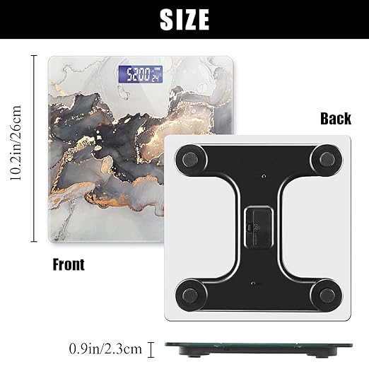 Weight Scale Digital Bathroom Scale Scale for Body Weight 400 lbs Personalized Digital Scale with Backlit Display Easy Read(Battery Not Included) - Grey Gold Marble