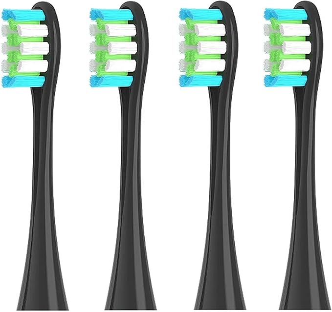 4 Pcs/Pack Replacement Brush HeadsCompatible for Oclean X/X PRO/ Z1/ F1/ One/Air 2 /SE Sonic Toothbrush Soft Bristle Nozzles(Black)