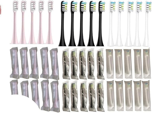 10pcs Replacement Toothbrush Head Compatible for Xiaomi Soocas Electric Sonic Individual Packing Soft Bristle Brush(10pcs Black)