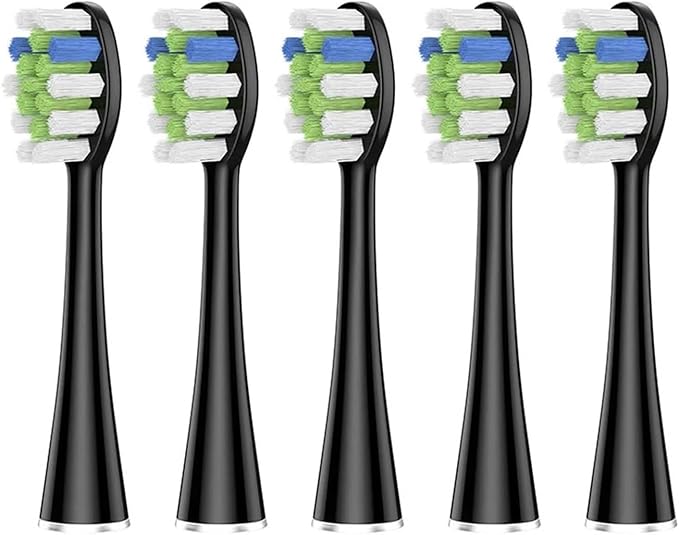 5 Pcs/10 Pcs Replacement Brush Heads Compatible for AquaSonic Black Series Vibe Pro Duo Electric Toothbrush(5 pcs BK)
