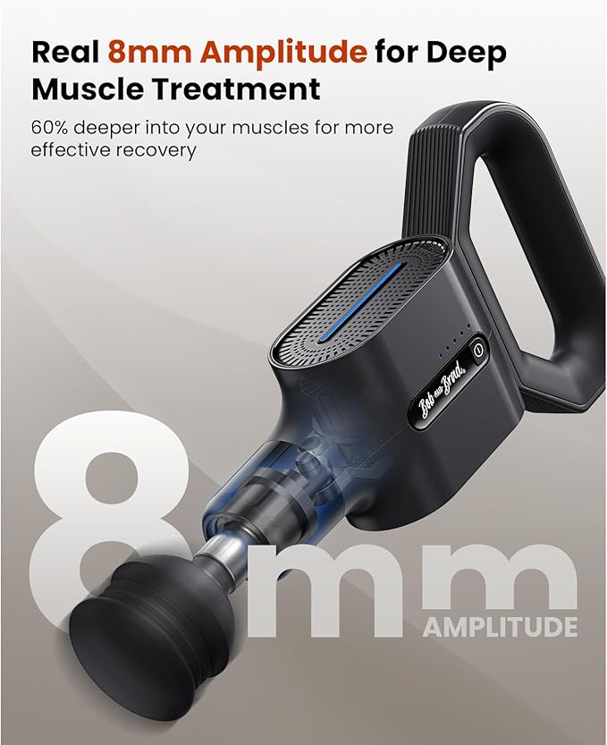 BOB AND BRAD Massage Gun with Massage Strap for Hard to Reach - Dual-Mode Percussion &amp Compression Massager for Muscle Recovery Pain Relief in Back &amp Shoulders FSA-HSA Eligible Pain Relief
