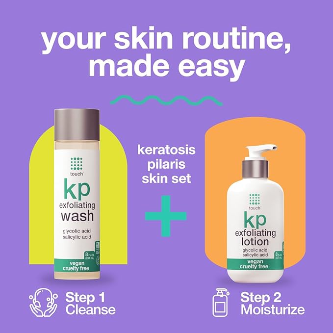 TOUCH Keratosis Pilaris Exfoliating Body Wash Cleanser - KP Body Wash with 15% Glycolic Acid Aloe Vera &amp Hyaluronic Acid - 8 Ounce