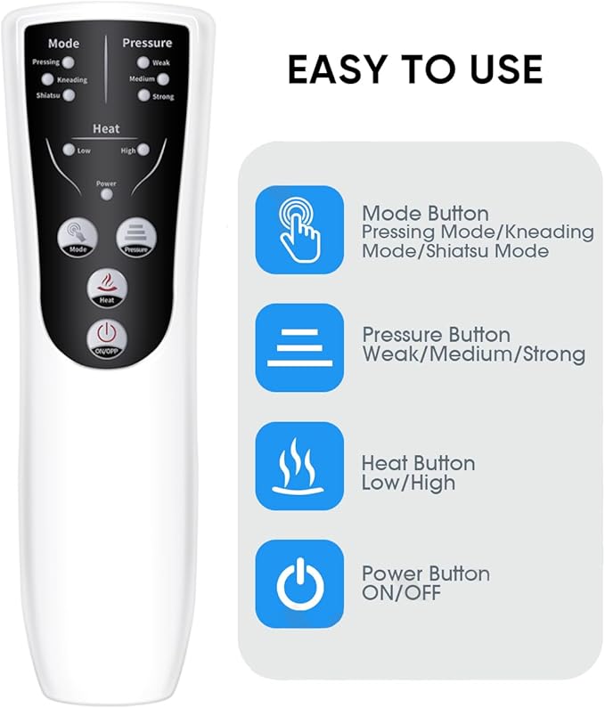 Air Compression Leg Massager with Heat Leg Massager Simulates Kneading and Stroking of Tissues by Using an Inflatable Garment Gifts for Women Men (Black)