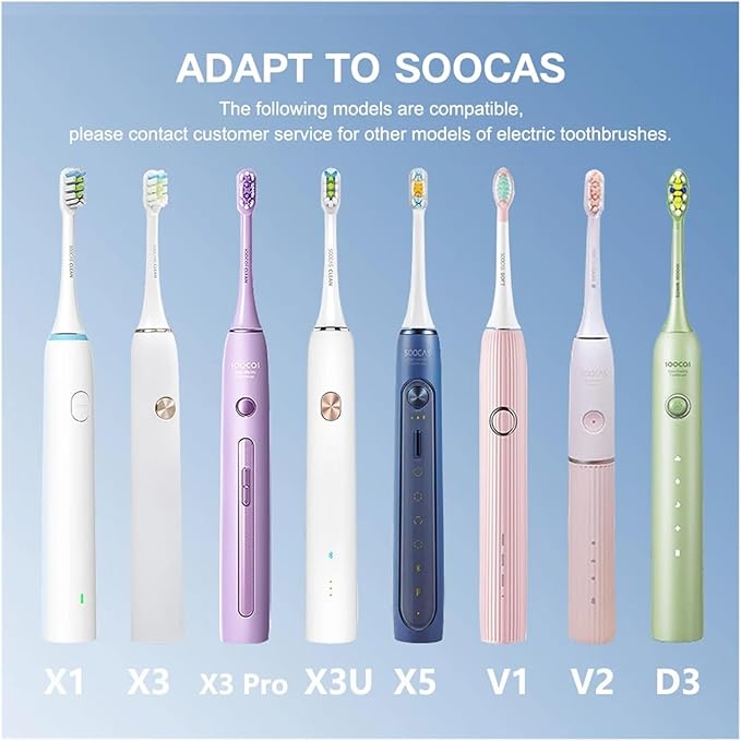 10PCS Replacement Toothbrushes Head Compatible for SOOCAS X3/X3 Pro/X1/V1/V2/D3/X3U/X5 Soft Sonic Electric Brush Clean Nozzles(5Black5Pink)
