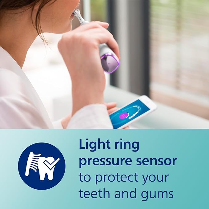 Philips Sonicare DiamondClean Smart 9500 Electric Toothbrush Sonic Toothbrush with App Pressure Sensor Brush Head Detection 5 Brushing Modes and 3 Intensity Levels Rosegold Model HX9923/61