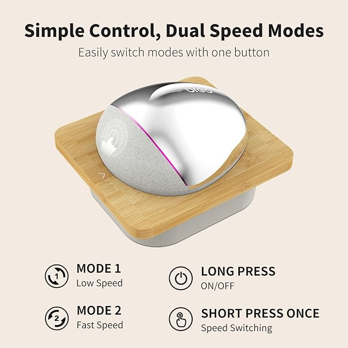 Breo Portable Mini Scalp Massager – IPX7 Waterproof Rechargeable Head Massager for Scalp Relax Stress Relief Tool with Bamboo Wood Charging Base Removable Massage Nodes (Silver with Base)