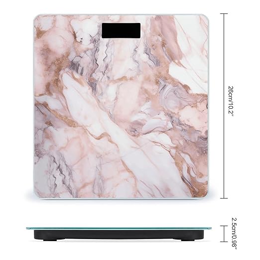 Pink White Marble PatternScale for Body Weight with LCD High Precision Weighing Scales Fashion Sturdy Tempered Glass Weight Scales Easy-to-Read Digital Bathroom Scale for Daily 400lb