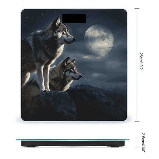 Digital Bathroom Scale for Body Weight Scale with Bright LCD Display High Accuracy Step-On Technology Auto On/Off Wolves in The Moonlight Digital Scales 400 Lbs /180kg