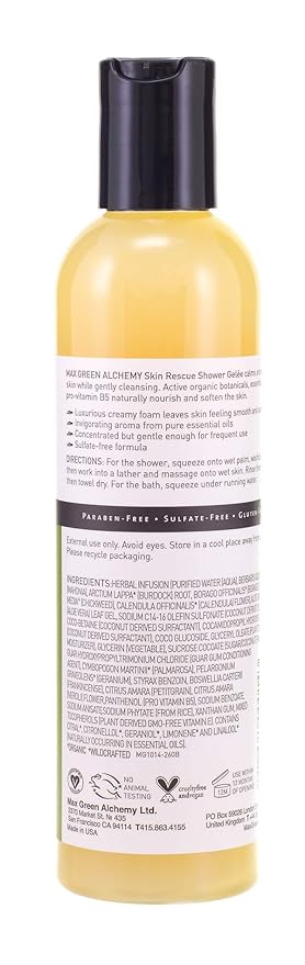 MGA Vegan Shower Gel - Rescue &amp Moisturizing Body Wash for Skin Care | Natural &amp Organic Formula with Essential Oils &amp Skin Friendly pH | Sulfate free Moisturizing Body Wash | 8.8 Fl Oz
