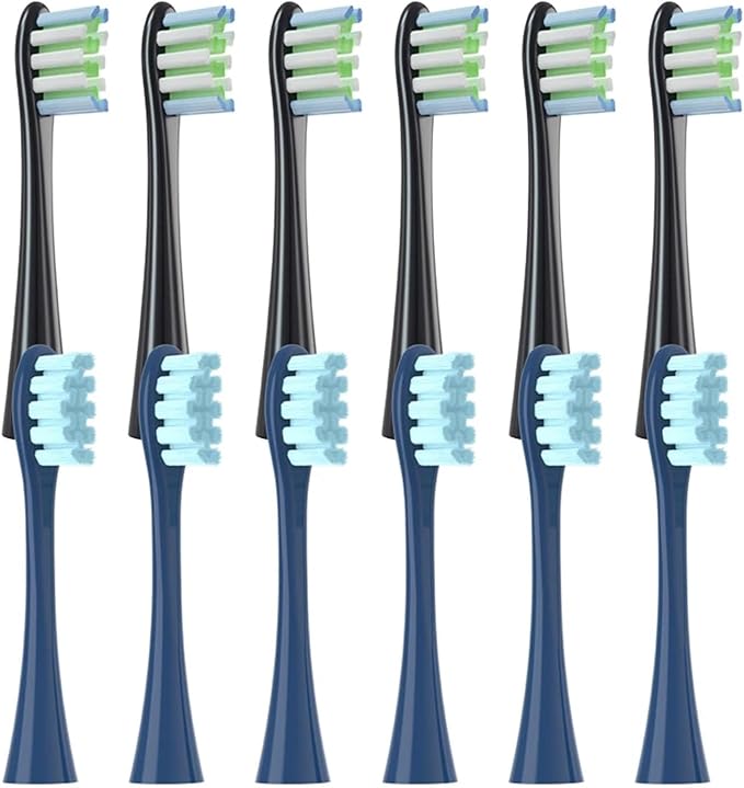 Replacement Brush HeadsCompatibility for Oclean X/X PRO/ Z1/ F1/ One/Air 2 /SE Electric Toothbrush 12PCS(6Black6Blue)