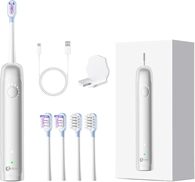 X1 Sonic Electric Toothbrush for Adults - Sweeping &amp Vibrating Rechargeable 4 Brush Heads 5 Cleaning Modes 60-Day Battery Life &amp IPX7 Waterproof Design (Silver)