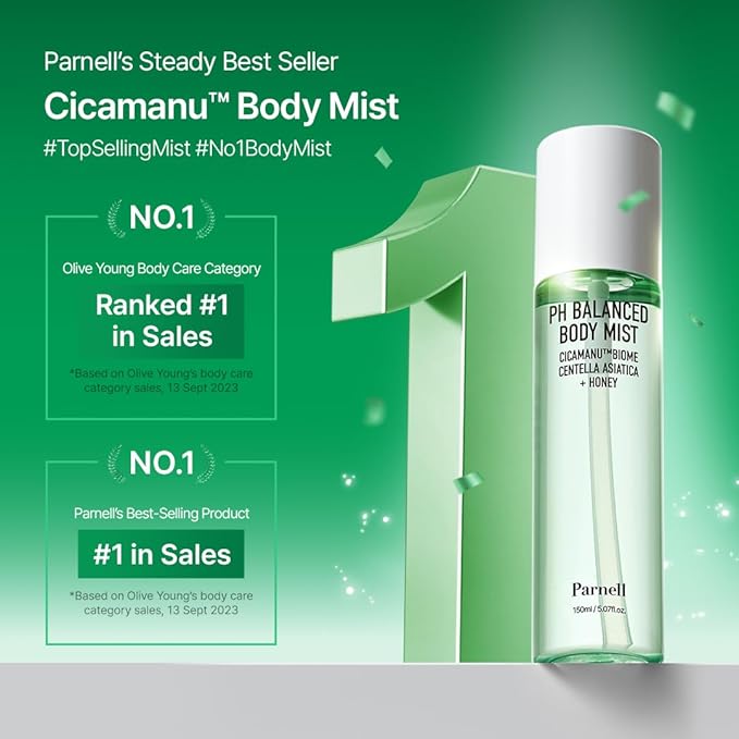 Parnell Cicamanu Body Wash and Body Mist Set for All Skin Types Acne-fighting Korean Skincare Alcohol-Free Not Tested on Animals