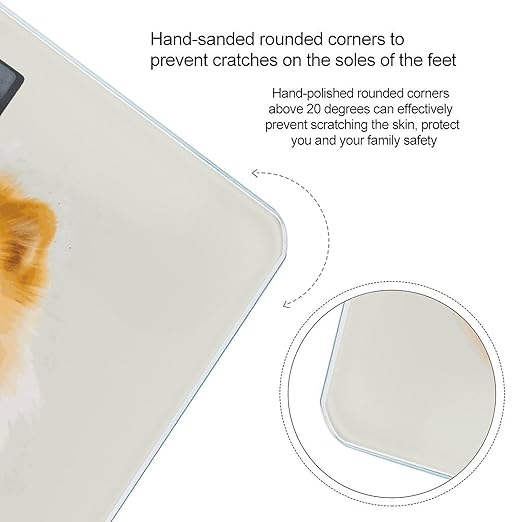 Yellow Pomeranian Weight Scale Large Bathroom Scales Digital Weight with Bright LED Display Non Slip Automatic Weighing Scale Fashion Weighing Machine for Body
