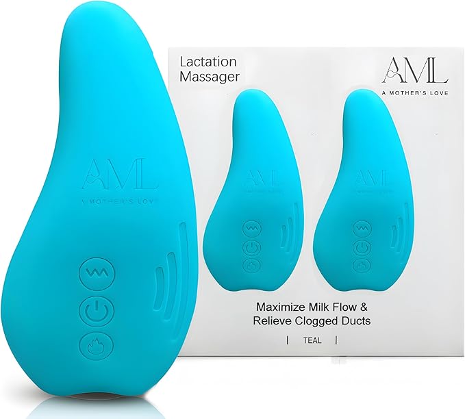 A Mother's Love AML Lactation Massager for Milk Flow Enhancement Relieve Clogged Ducts Engorgement Relief (Teal 2pck)