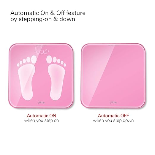 VisionTechShop S Body High Precision Ultra Wide Digital Body Weight Bathroom Scale up to 396lb/180kg Super-Clear Large LED DisplayStep-On Technology Pink