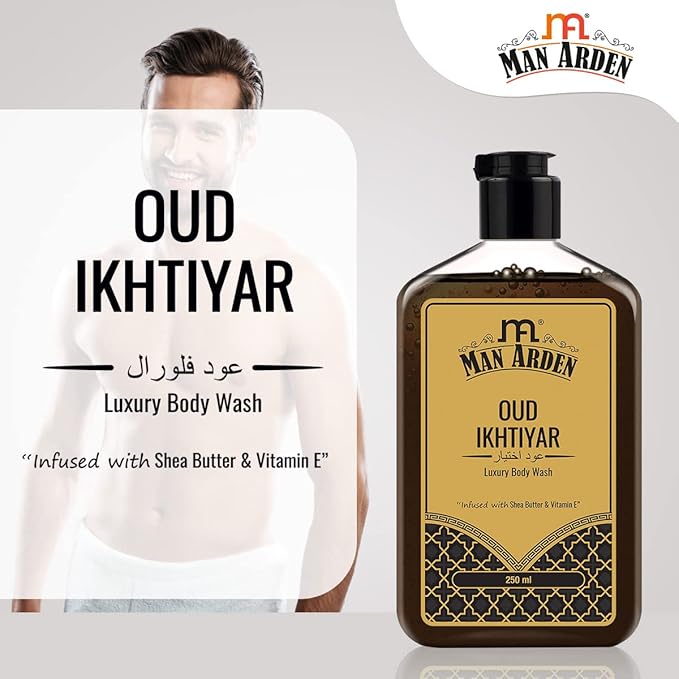 Man Arden Oud Ikhtiyar Luxury Body Wash Infused With Shea Butter &amp Vitamin E 250ml