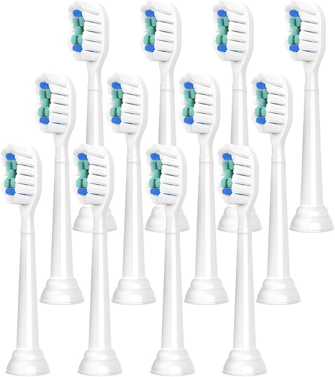 Compatible for Philips Sonicare Toothbrush Heads 4/8/12/20 PCS Replacement Bristle Heads(White-12 Pcs)