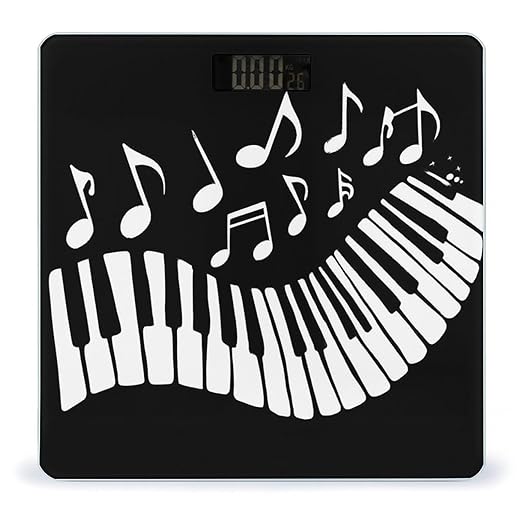 Smart Scale for Body Weight Automatic Switch Digital Bathroom Weighing Scale Musical Notes Black and White Piano Keys
