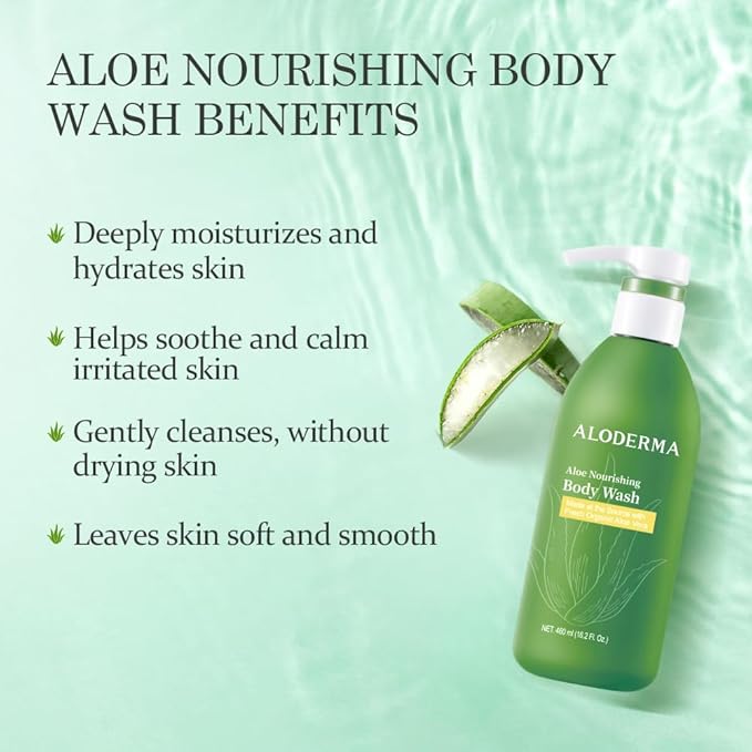 Aloderma Shower Set: Nourishing Body Wash Volumizing Shampoo Hydrating Cleanser
