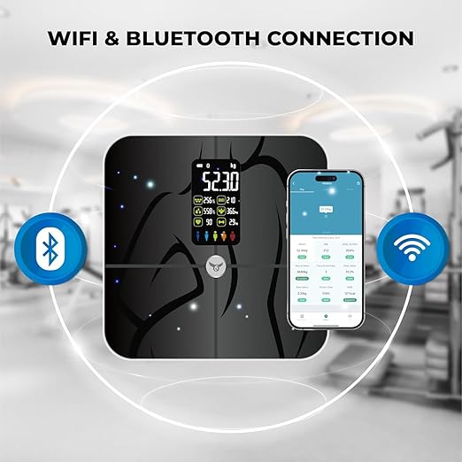 Osprey Smart Scale for Body Weight and Fat Bathroom Scales 18 Body Composition Analyzer Sync to APP 4'7 Digital DisplayHigh Accurate Body Scale for BMIHeart RateMuscle Rate400lbs (Black)