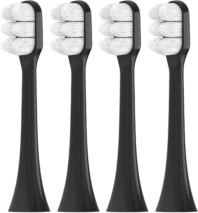 Replacement Brush Heads Compatible for 1100 2100 4100 4300 5100 5300 6100 6500 7000 7300 7500 9000 9300 9500 Electric Toothbrush(Black-4 Pcs)