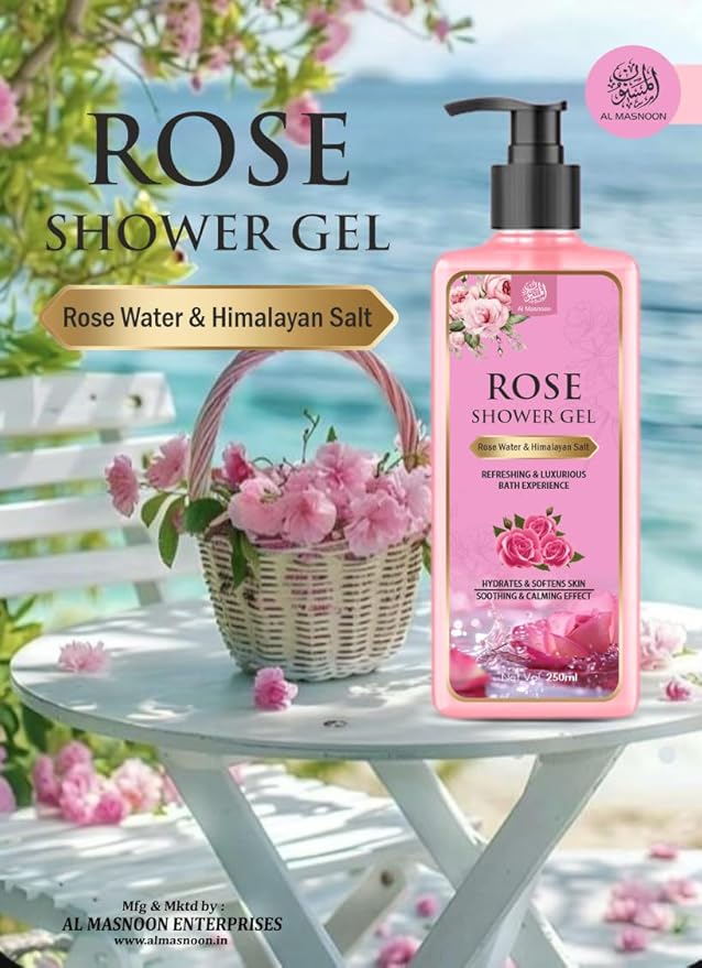 Rose Shower Gel with Himalayan Pink Salt – Luxurious &amp Refreshing Bathing Experience | 250 ml Pack of 1