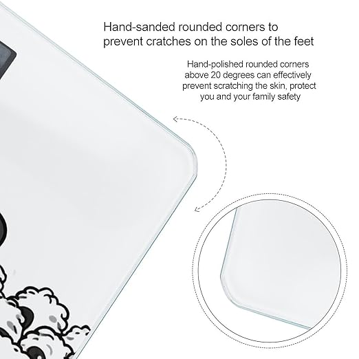 Digital Bathroom Scale for Body Weight Scale with Bright LCD Display High Accuracy Step-On Technology Auto On/Off Cartoon Black White Sheep Digital Scales 400 Lbs /180kg