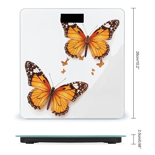 Orange Butterfly Bathroom ScaleHighly Accurate Digital Weighing Machine for People Bright LED Display Weight Scale for The Aldult Home Use