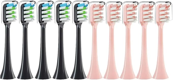 Replacement Brush Heads Compatible for X3 X5 V1 X3U 5-10pcs Bristle Toothbrush Sealed Packed(5black 5pink)