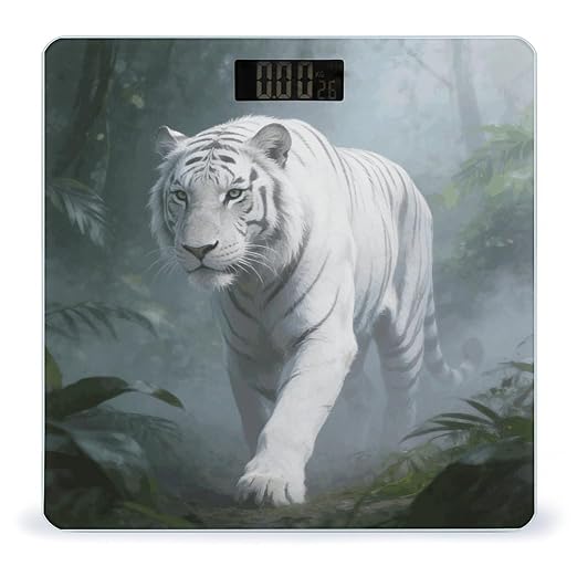 Foggy Forest Shadow Weight ScaleClear LED Display Bathroom Digital Weighing ScaleTempered Glass Digital Bathroom Scale for Body Weight Capacity Up to 400 Lbs