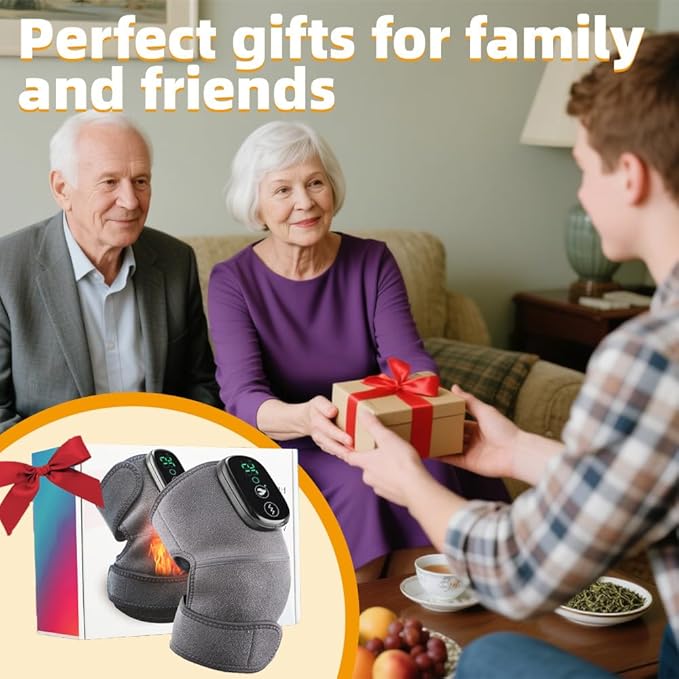 3-in-1 Cordless Knee Shoulder Massager with Heat and Vibration. Adjustable Brace for Shoulders Elbows Knees. Gifts for Dad Mom Men Women.(GRAY-3IN1)