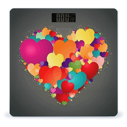 Graphics Love HeartsGraphics Love Hearts Scale for Body Weight Highly Accurate Digital Bathroom Body Scale Digital Bathroom Scales for People Anti-Slip Large LCD Display Smart Scales