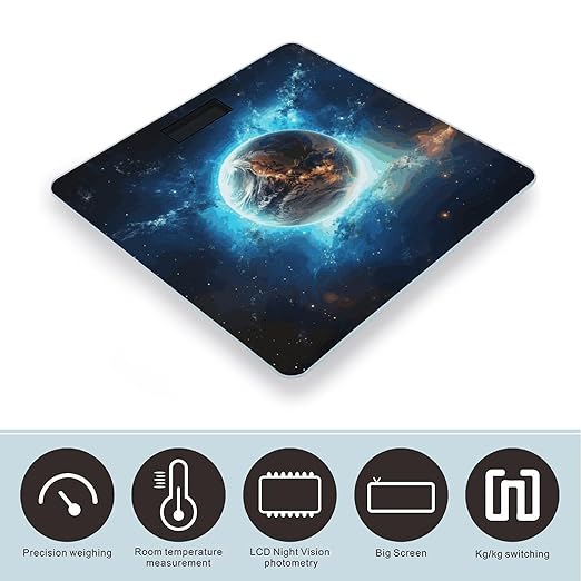 Blue Earth in The Space Bathroom Scale for Body Weight Bathroom Digital Electronic Weighing Scale with Back Lit LED Display Sturdy Tempered Glass Weight Watchers Scales 400lb